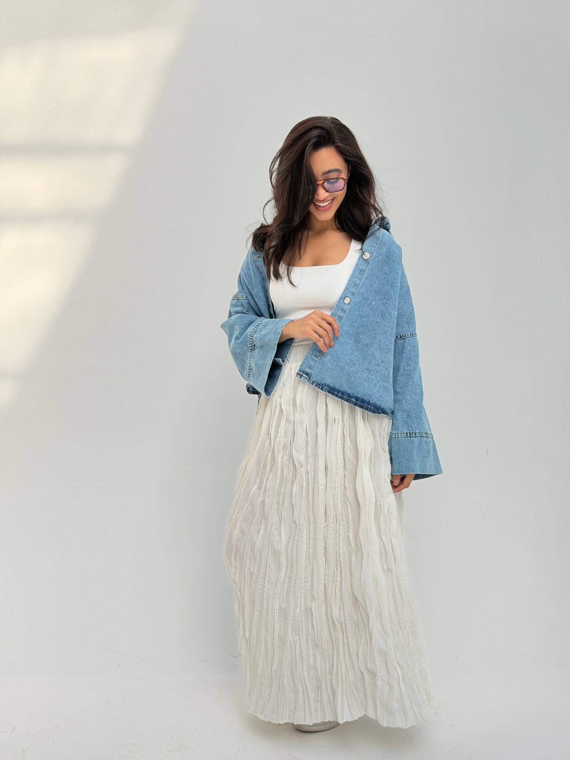 Pleated Chiffon Midi Skirt