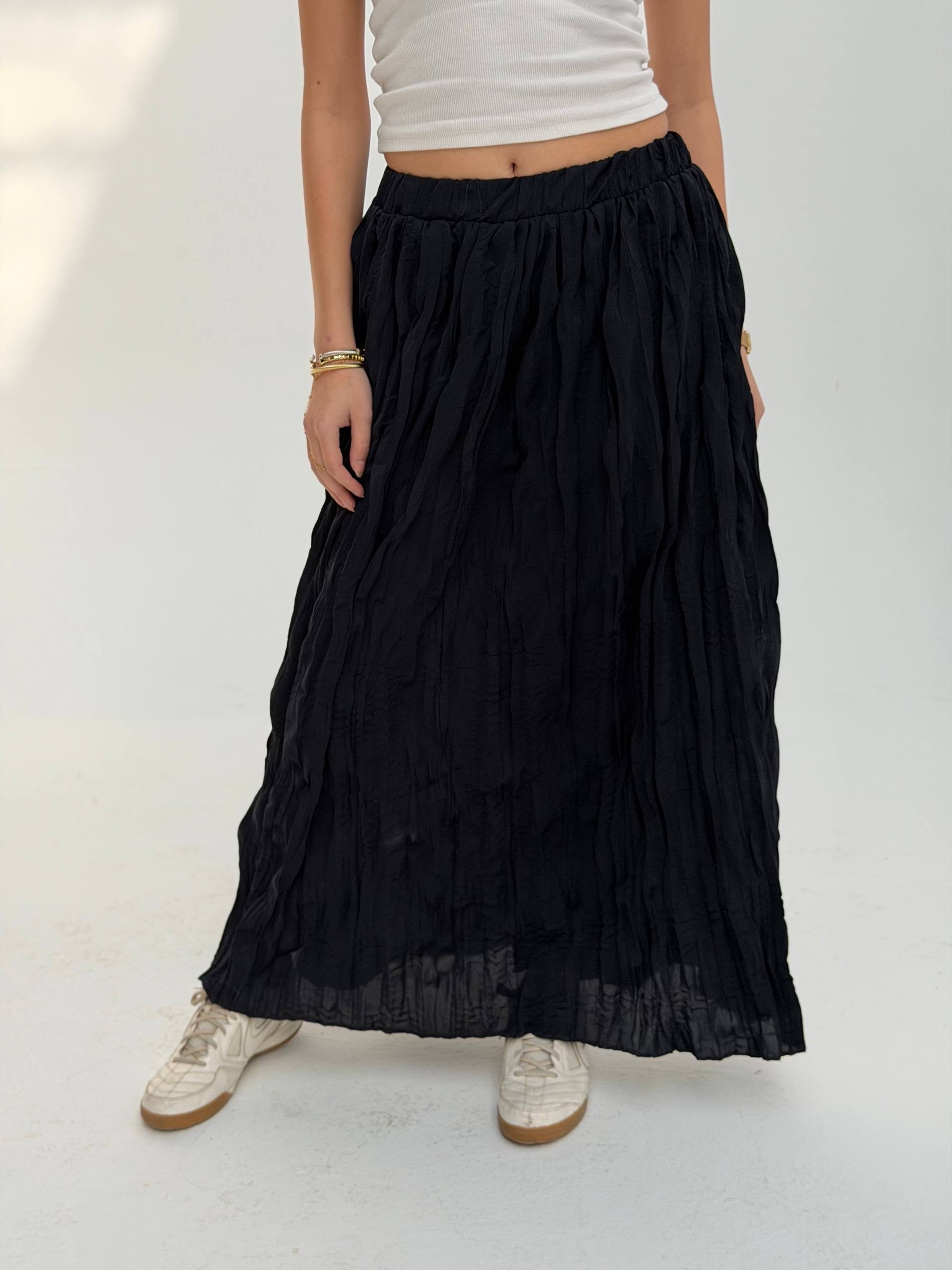 Pleated Chiffon Midi Skirt