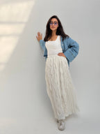 Pleated Chiffon Midi Skirt