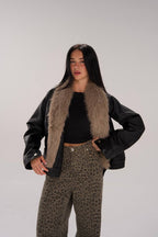FUR COLLAR LEATHER JACKET