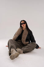 FUR COLLAR LEATHER JACKET